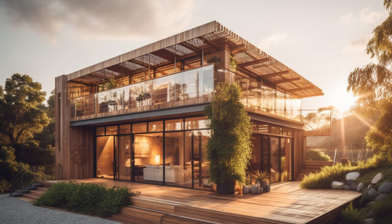 Luxury home design with modern architecture outdoors generated by artificial intelligence